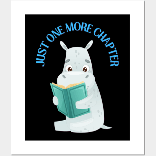 Hippo reading book Just one more chapter I Love Books Bookoholic Posters and Art